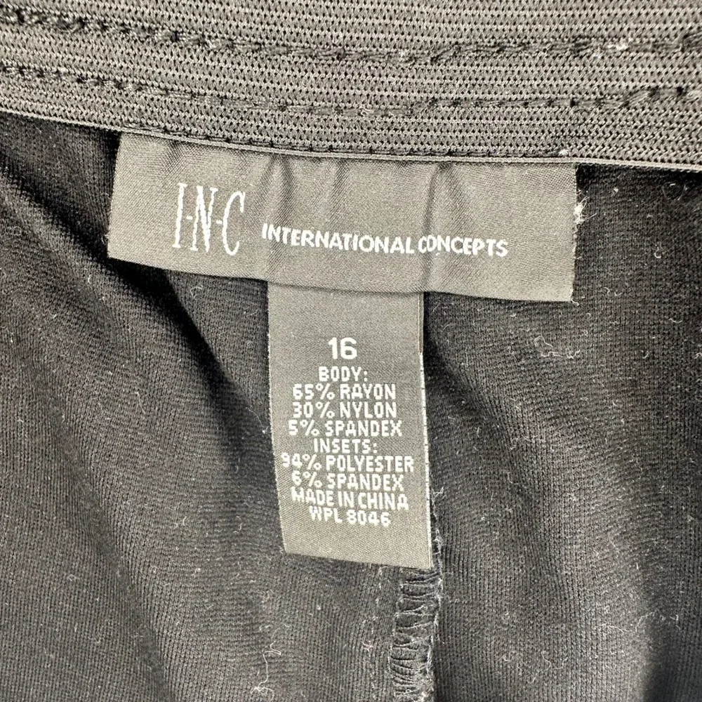 INC International Concepts Womens Black‎ Ribbed Side Elastic Waist Leggings 16